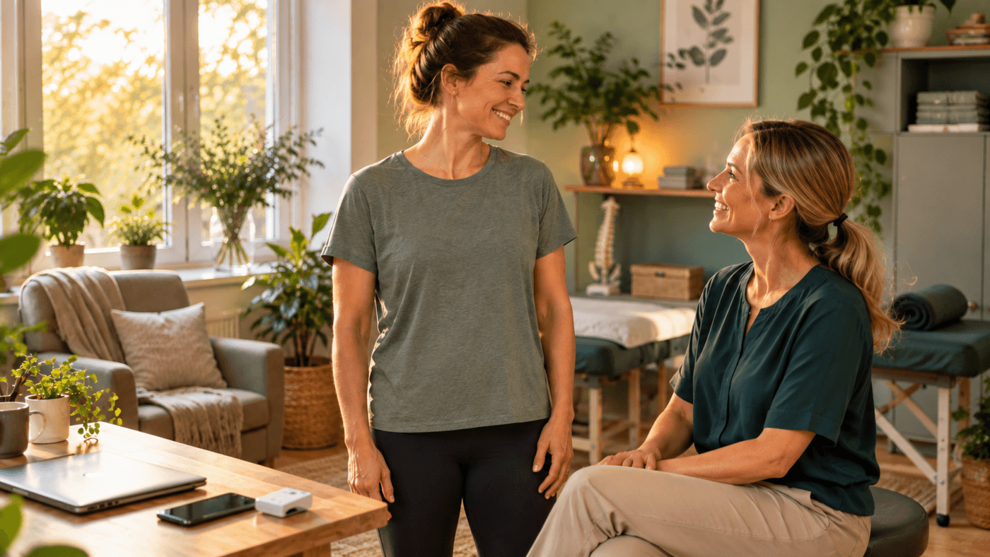 Happy conversation of therapist