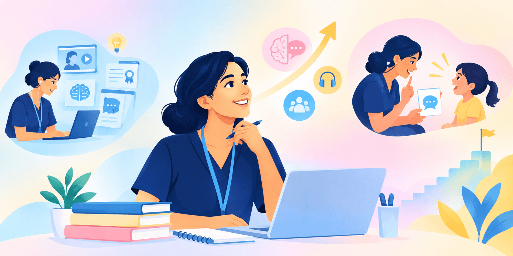 Illustration of therapist thinking about growth